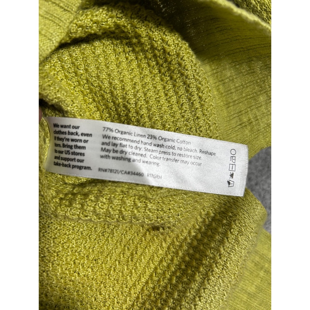 Eileen Fisher Woman 1X‎ Sweater Chartreuse Green Organic Linen Cotton Mock Neck - Picture 7 of 9